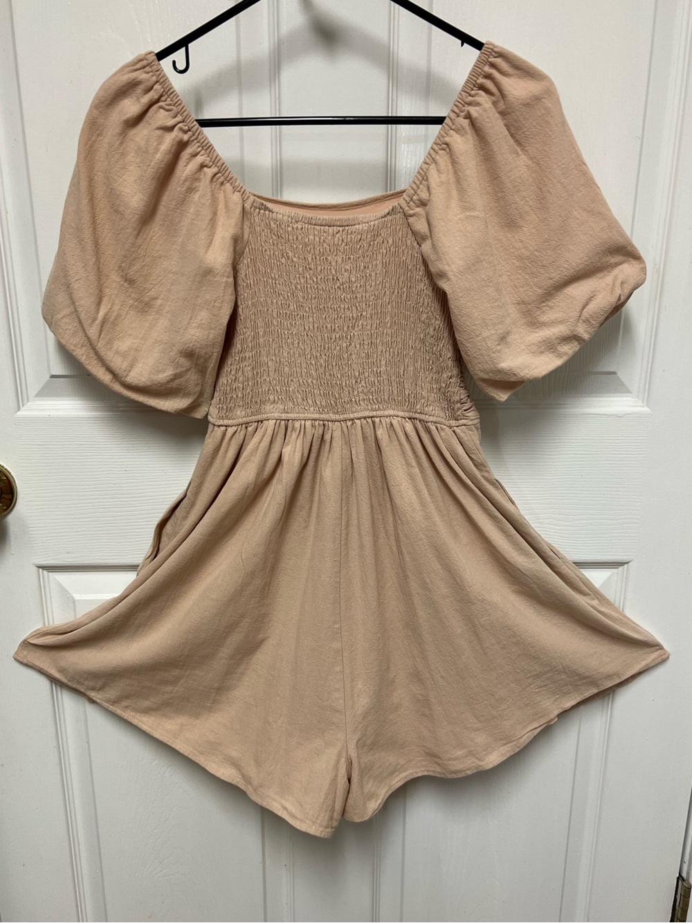 Unbranded Dusty Peach Puff-Sleeve Romper